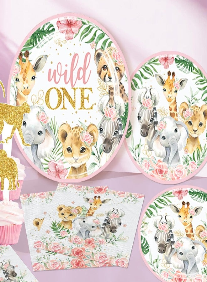 Cocomigo 184pcs Wild One Birthday Decorations Girl, Wild One Party Decorations Include Plate Banner Backdrop Tablecloth Cake Topper Pink Balloon Arch for Wild One Birthday Decorations - Image 5